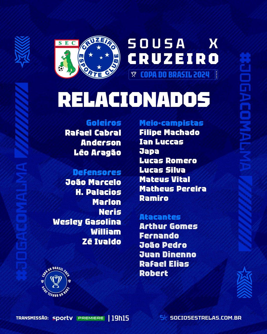 Lista relacionados para a estreia na Copa do Brasil (Divulgação / Cruzeiro)