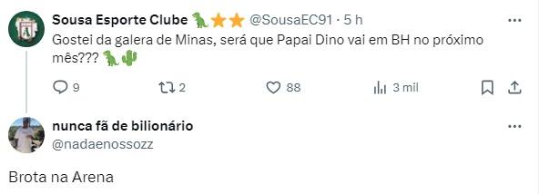 Sousa-PB pode encarar o Atlético na terceira fase da Copa do Brasil (Reprodução / ITwitter Sousa-PB)