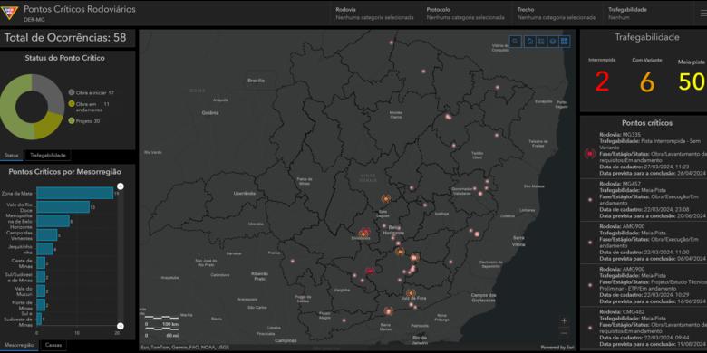 O cidadão poderá conferir as intercorrências em tempo real no site www.der.mg.gov.br (DER/Divulgação)