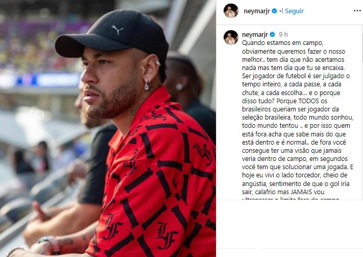 Neymar apoia Brasil após empate com Costa Rica (Reprodução / Instagram Neymar Jr.)
