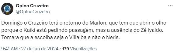Torcida fala sobre possível escalação de Neris contra o Flamengo (Reprodução / Twitter)