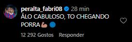 Peralta comentou na publicação oficial do Cruzeiro (Reprodução/ Instagram)