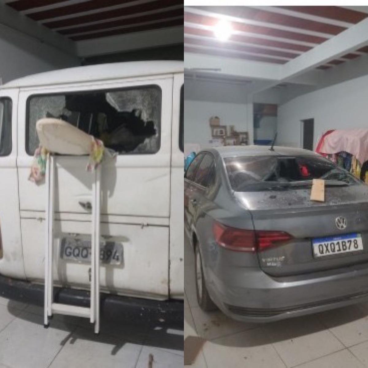 Casa do homem foi arrombada e os dois carros que estavam na garagem foram depredados (Reprodução)