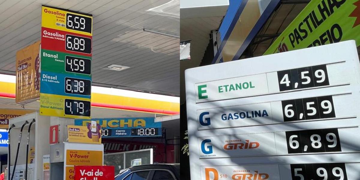 Nos postos de combustíveis na região Centro-Sul, gasolina já é vendida a R$ 6,59 (Montagem - Valéria Marques/ Hoje em Dia)