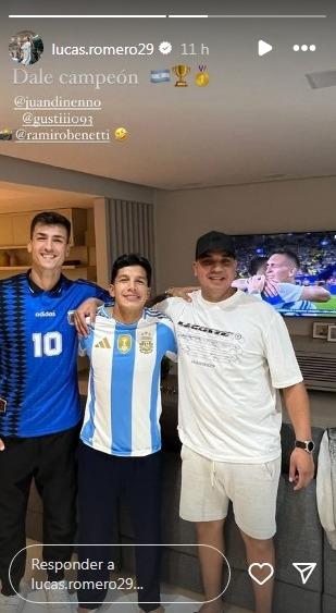 Juan Dinenno e Lucas Romero, jogadores do Cruzeiro, assistiram à final da Copa América juntos (Reprodução/ Instagram)