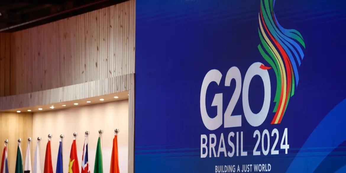 Símbolo do G20 na Reunião Ministerial de Desenvolvimento (Fernando Frazão/Agência Brasil)