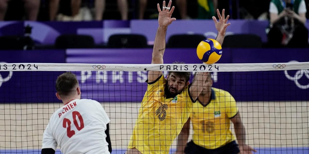 Brasil enfrentou a Polônia na segunda partida da fase de grupos. Na imagem em destaque o atleta Lucão (Alexandre Loureiro / COB)