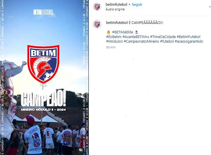 Betim conquista título inédito no futebol mineiro (Reprodução / Instagram FMF)