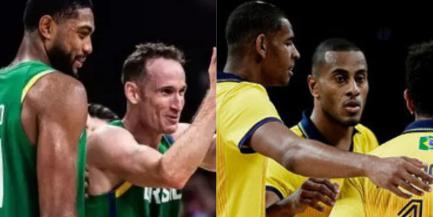 Brasil terá vida complicada nas quartas do basquete e vôlei (Montagem: Reprodução /Twitter Time Brasil - Alexandre Loureiro, COB)