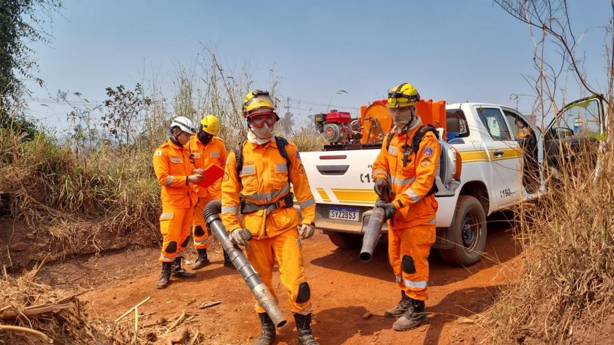 Bombeiros combatem incêndio na Serra da Moeda (Divulgação/ CBMMG)