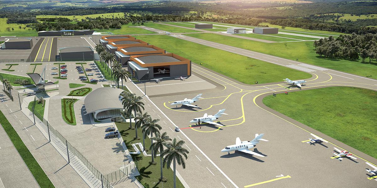 Antares Polo Aeronáutico: novo aeroporto executivo privado, que está sendo construído na cidade de Aparecida de Goiânia (Divulgação / Antares Polo Aeronáutico)