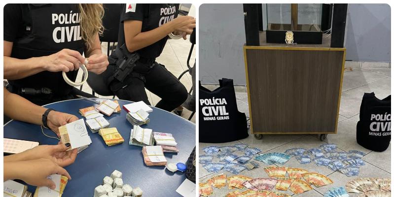 Diversos equipamentos e notas de dinheiro foram apreendidas durante operação Ludus (Polícia Civil / Divulgação)