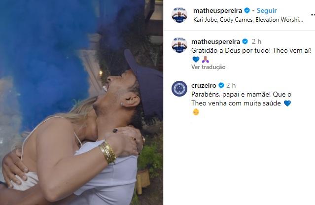 Matheus Pereira e Thalyta serão pais de um menino (Reprodução / Instagram Matheus Pereira)