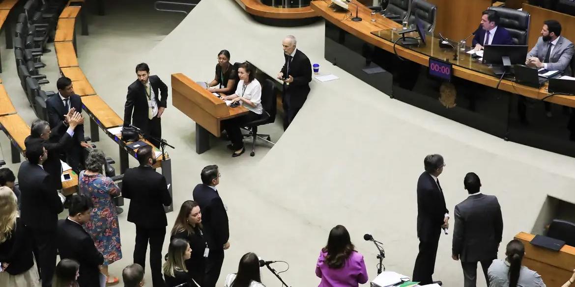 Sessão da Câmara dos Deputados para conclusão da votação do projeto de lei que propõe uma transição de três anos para o fim da desoneração da folha de pagamentos de 17 setores da economia (Lula Marques/ Agência Brasil)