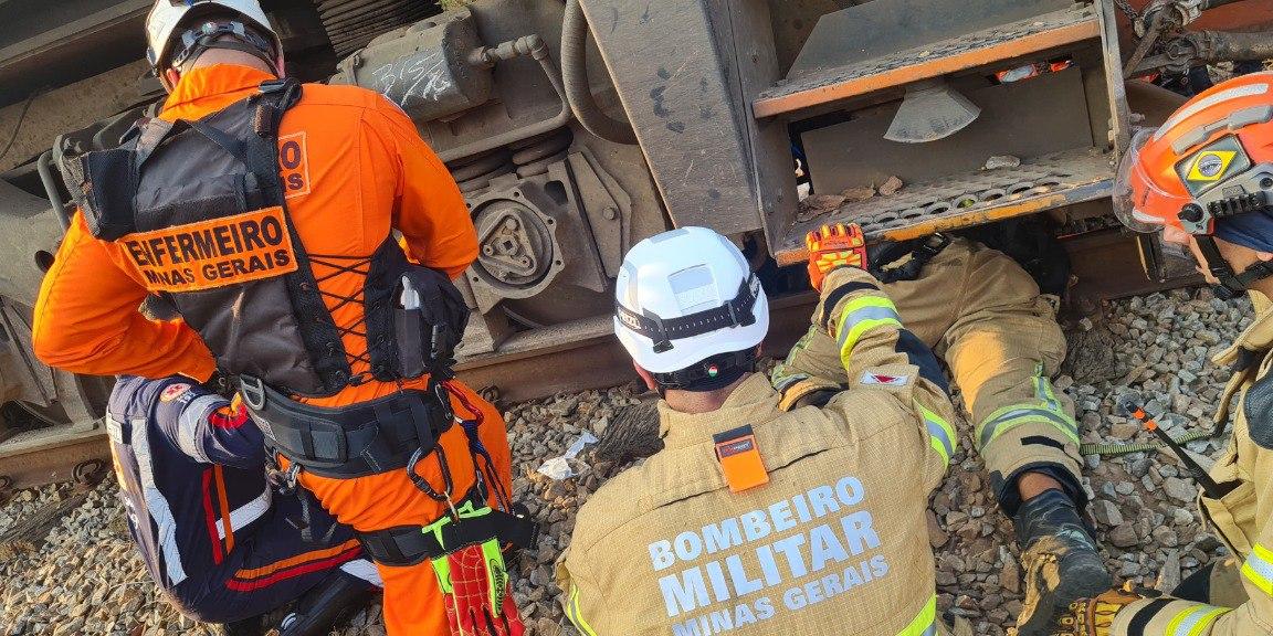 Homem foi atropelado por trem em Mateus Leme (Divulgação / CBMMG)