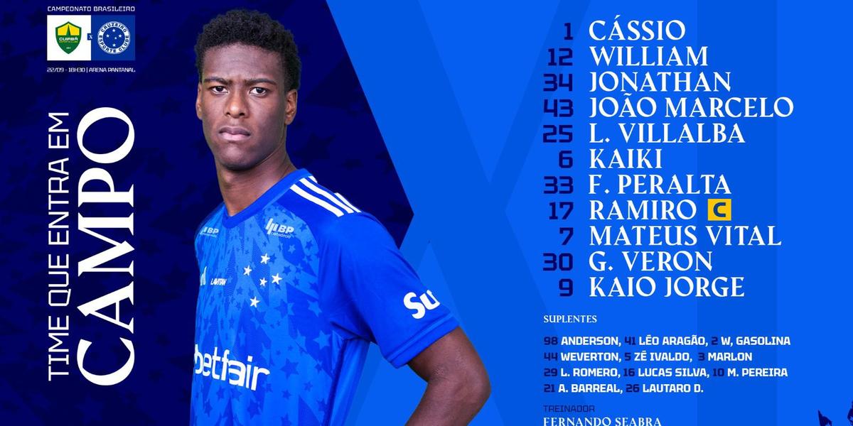 Jonathan Jesus estreia com a camisa do Cruzeiro no jogo contra o Cuiabá (Divulgação / Cruzeiro)