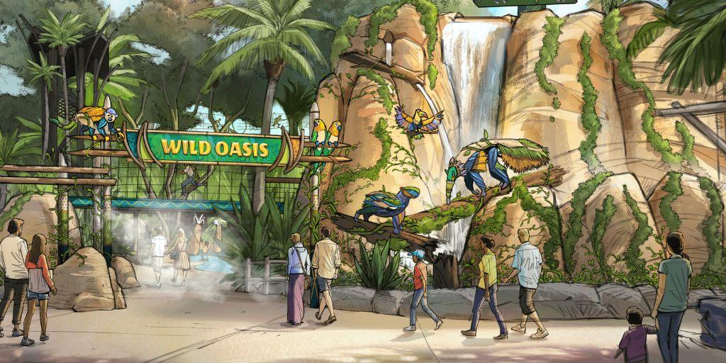 Wild Oasis Realm foi projetado para despertar a imaginação e envolver os sentidos das crianças,  prometendo diversão para todos os membros da família (Divulgação / Busch Gardens)