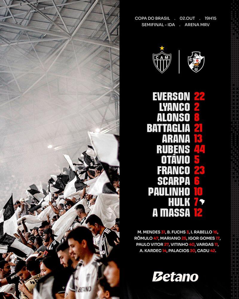 Galo confirms with Rubens as titleholders for Vasco at Arena MRV