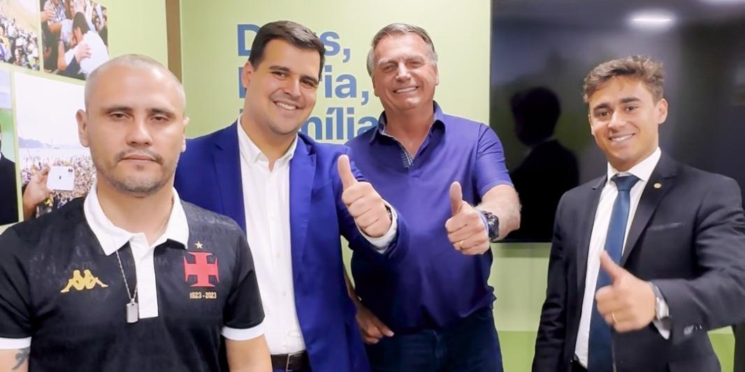 Cleitinho, Engler, Bolsonaro e Nikolas estiveram reunidos em Brasília (Divulgação/Campanha Bruno Engler)