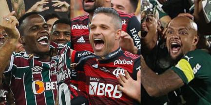 Brasil domina conquistas da Libertadores nos últimos anos (Montagem / Foto: Lucas Merçon - Fluminense / Gilvan de Souza - Flamengo / Cesar Greco - Palmeiras)