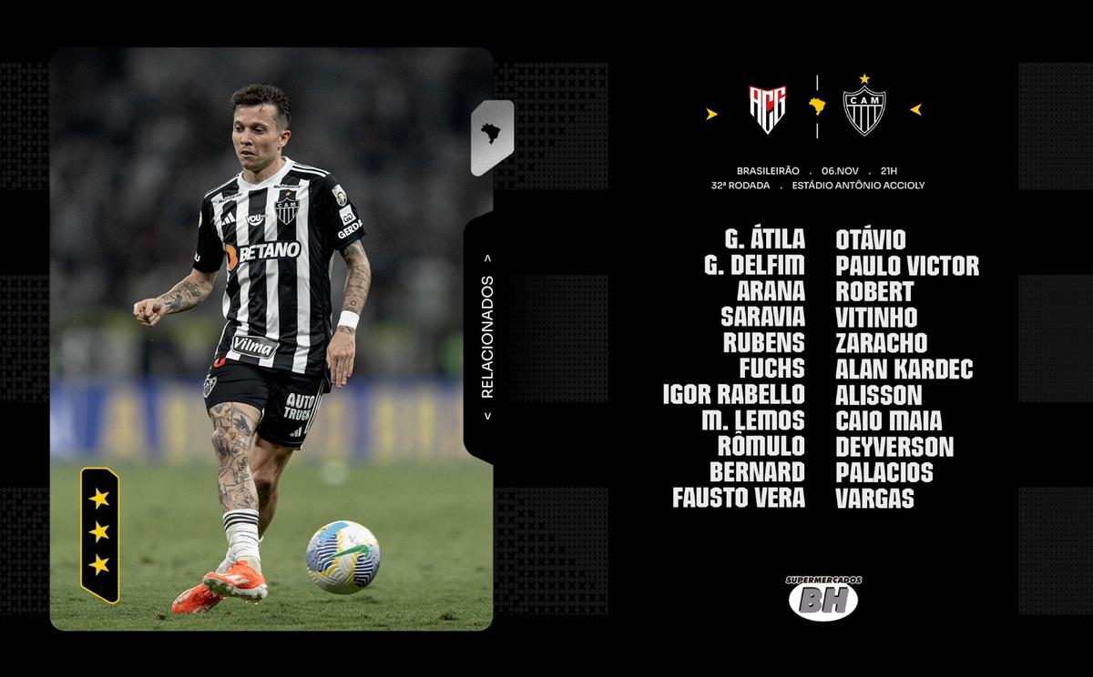 Galo divulga lista de relacionados para o jogo contra o Atlético-GO (Divulgação / Atlético)