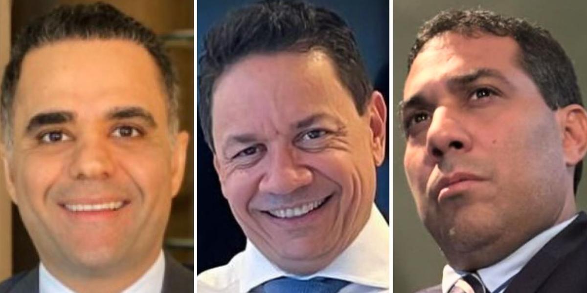 Gustavo Chalfun ("OAB no Caminho Certo"), Adriano Cardoso ("OAB em suas mãos") e Raimundo Cândido Neto (da  chapa “OAB pra você”) (Reprodução redes sociais)