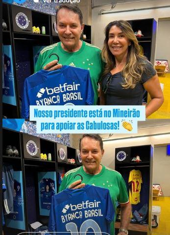 Presidente do Cruzeiro, Pedrinho esteve no Mineirão acompanhado a final feminina do Mineiro 2024 (Reprodução / Instagram Cruzeiro Feminino)