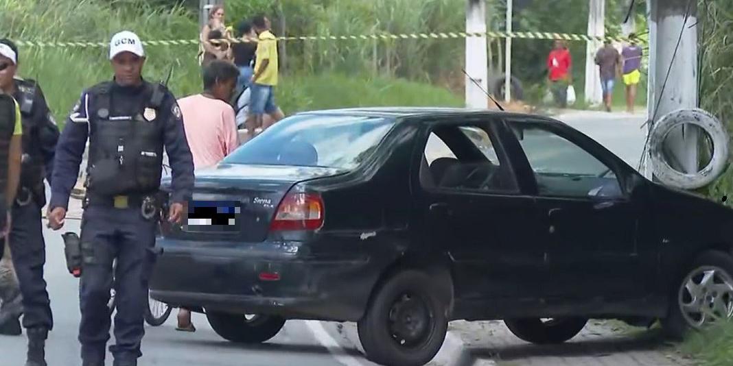 Detentos seguiam sentido à BR-040, quando foram abordados por suspeitos em uma motocicleta, que atiraram várias vezes e fugiram, na altura do bairro Neviana (Reprodução/ TV Globo)