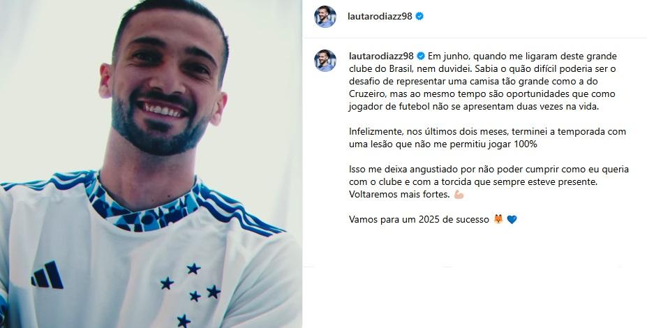 Lautaro Diaz se declara ao Cruzeiro e projeta 2025 (Reprodução / Instagram Lautaro Diaz)