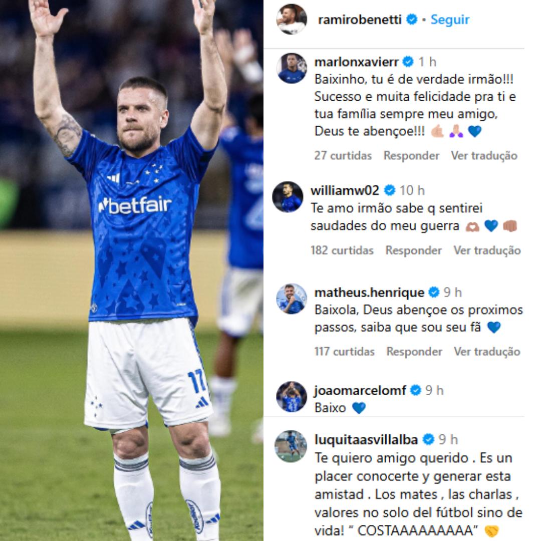 Ramiro recebe mensagens de jogadores em despedida do Cruzeiro (Reprodução / Instagram Ramiro)