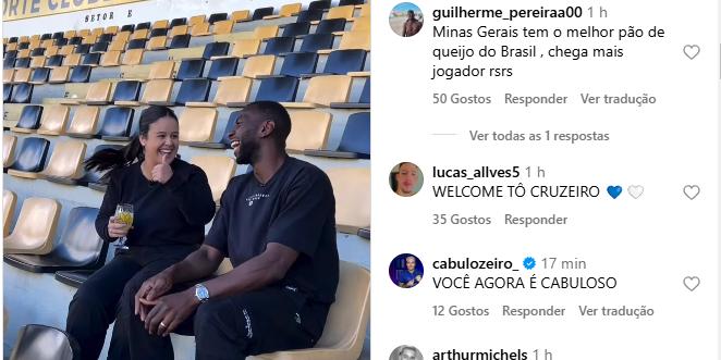 Torcida do Cruzeiro invade postagem de Bolasie (Reprodução / Instagram Bolasie)