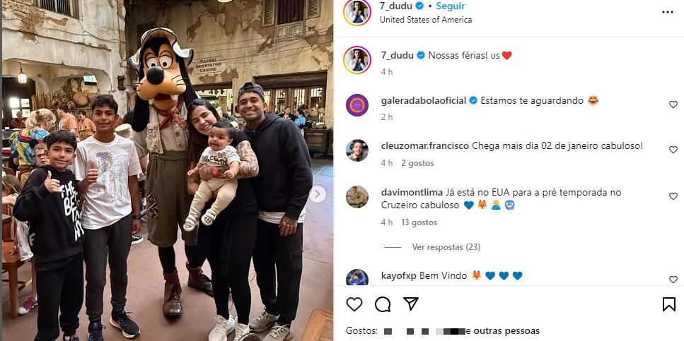 Torcedores reagiram à postagem do Dudu no Instagram (Dudu / Redes sociais)