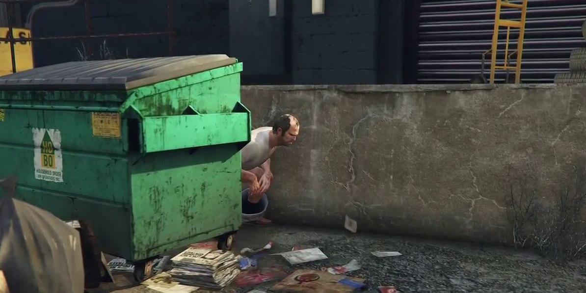 Se ver Trevor atendendo ao chamado da natureza, em GTA V, não é agradável, imagine sentir o perfume do momento? (Rockstar Games/Divulgação)