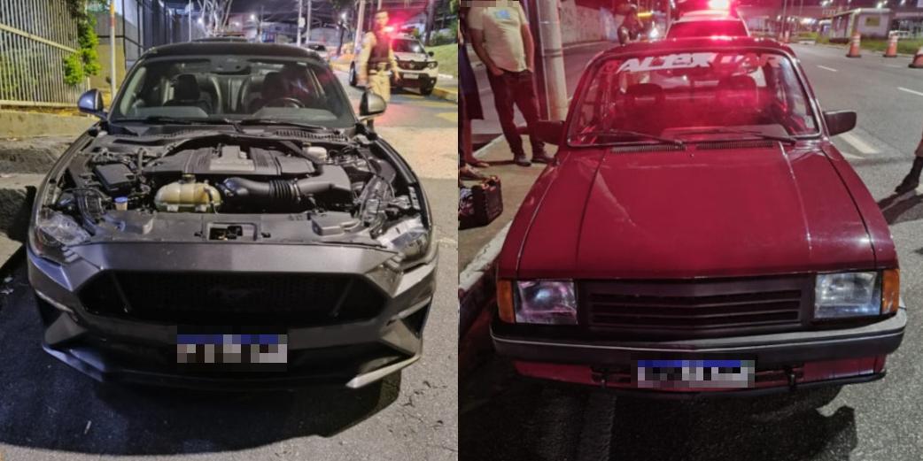 Durante a ação policial foram apreendidos um Ford Mustang e um GM Chevette (PMMG/Divulgação)