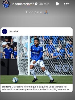 João Marcelo reposta mensagem do Cruzeiro sobre grave lesão (Reprodução / Instagram João Marcelo)