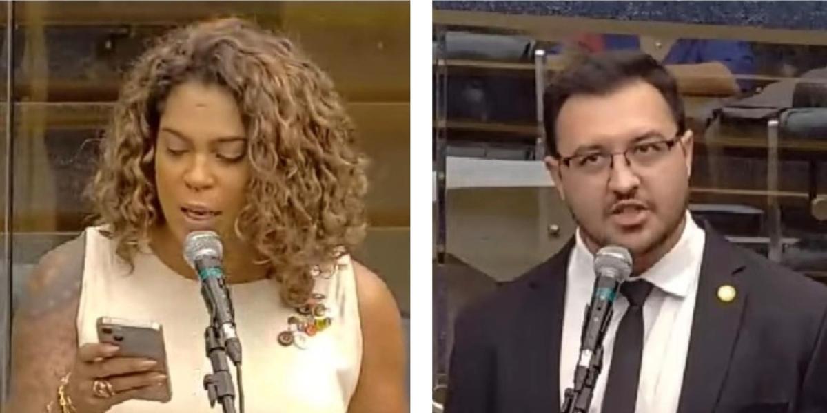 Vereadora Jhulia Santos (Psol) e vereador Pablo Almeida (PL) (Reprodução Youtube CMBH)