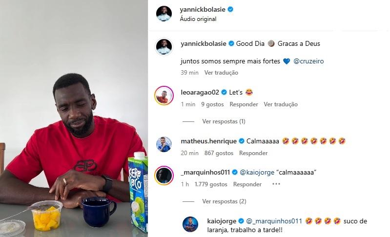 Jogadores do Cruzeiro repercutem postagem de Bolasie (Reprodução / Instagram Bolasie)