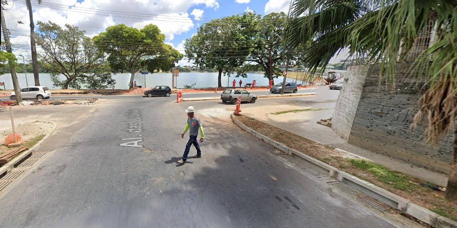 Trecho da Lagoa da Pampulha que será interditado a partir de 2ª feira para obras da Copasa (Reprodução / Google Street View)