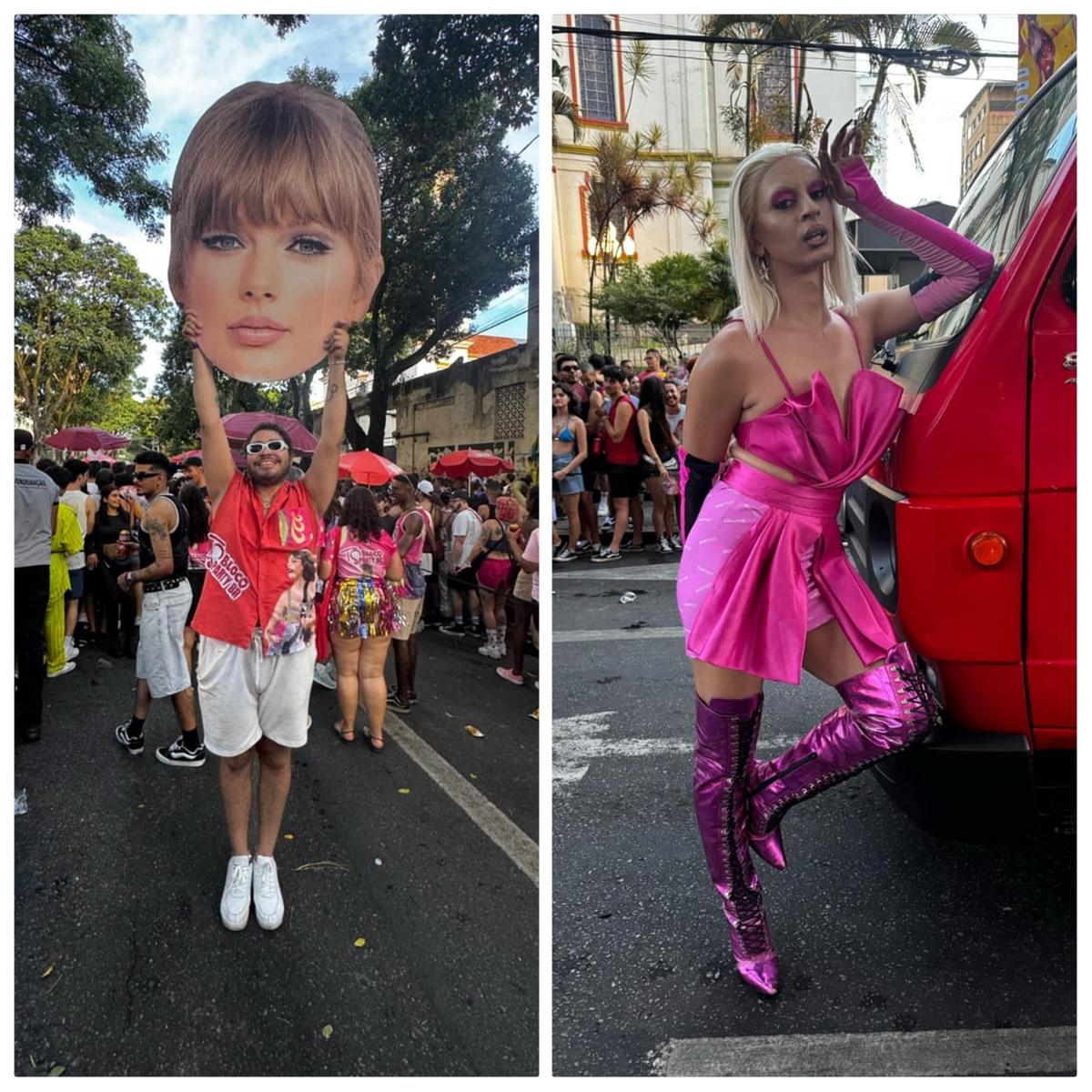 Fãs da cantora Taylor Swift no bloco dedicado a ela que desfilou neste sábado (1º) de Carnaval em BH (Pedro Melo / Hoje em Dia)