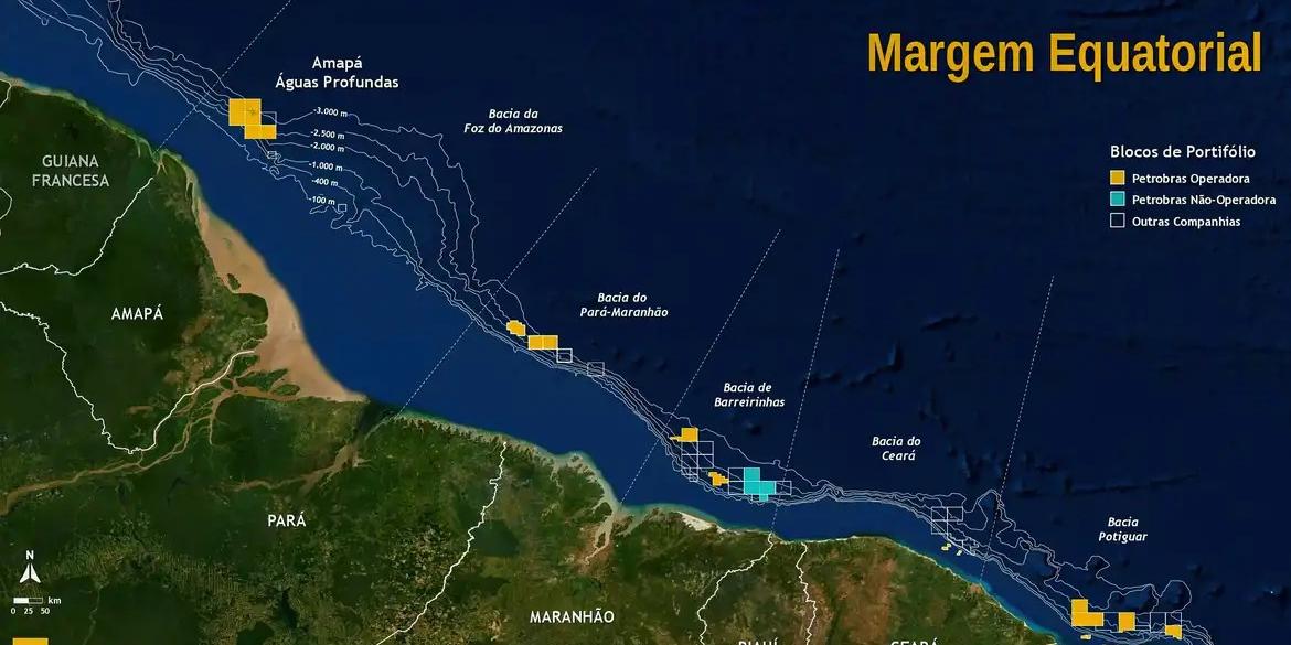 Exploração na região da Margem Equatorial é criticada por ambientalistas (ARTE PETROBRAS/DIVULGAÇÃO)