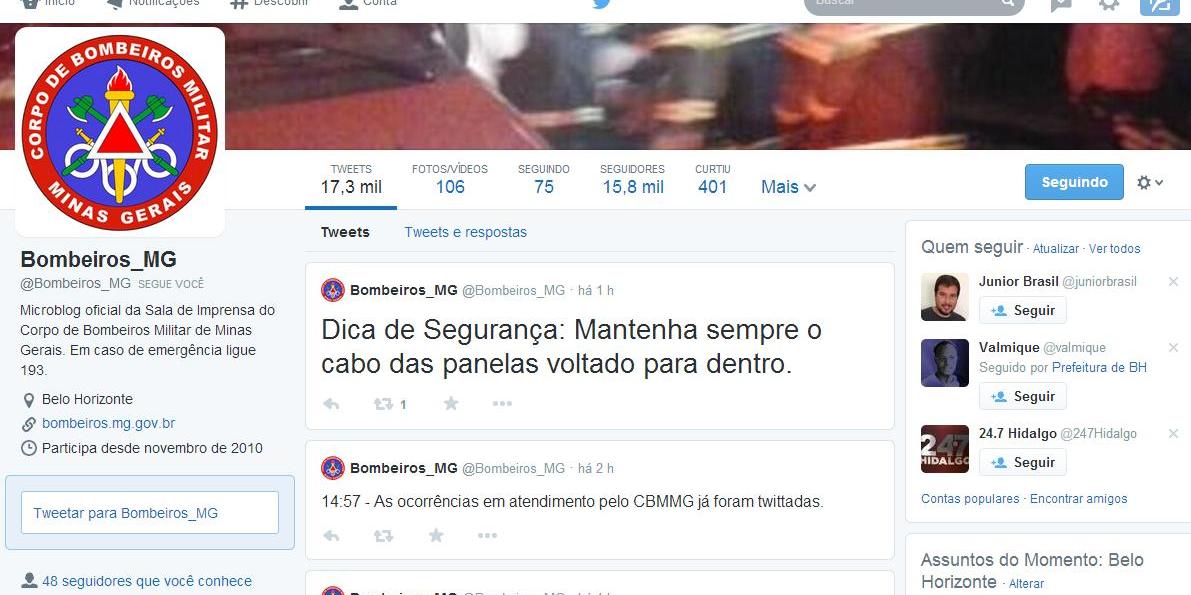  (Reprodução/Twitter/Bombeiros)