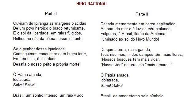 Qual o hino nacional não tem letra?