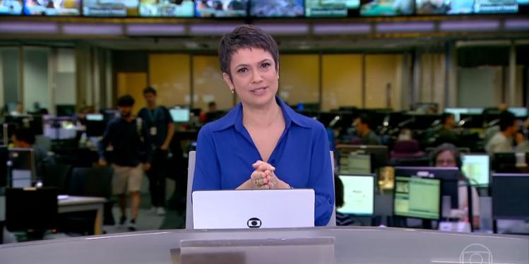 Sandra Annenberg em sua última aparição no Jornal Hoje, da Globo (Foto Reprodução/Internet)