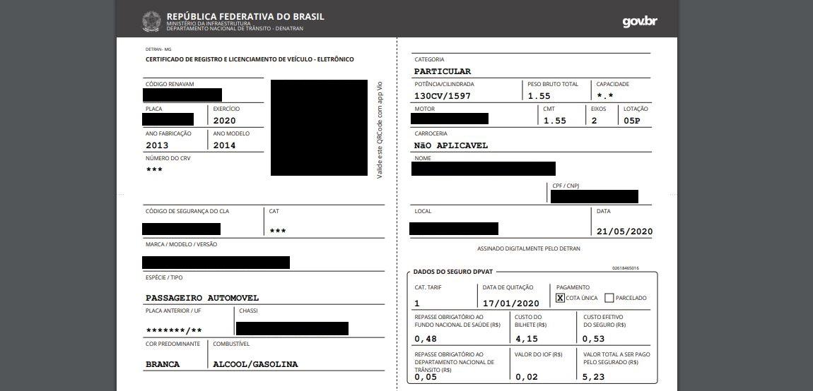 Veja como fazer a impressão do CRLV no site do DetranMG