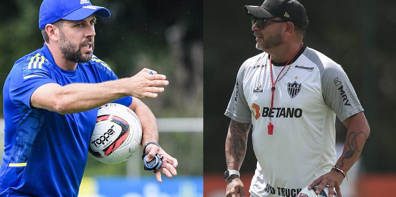 Pezzolano e "El Turco" chegam ao clássico na disputa pela liderança do Campeonato Mineiro (Gustavo Aleixo/Cruzeiro e Pedro Souza/Atlético)