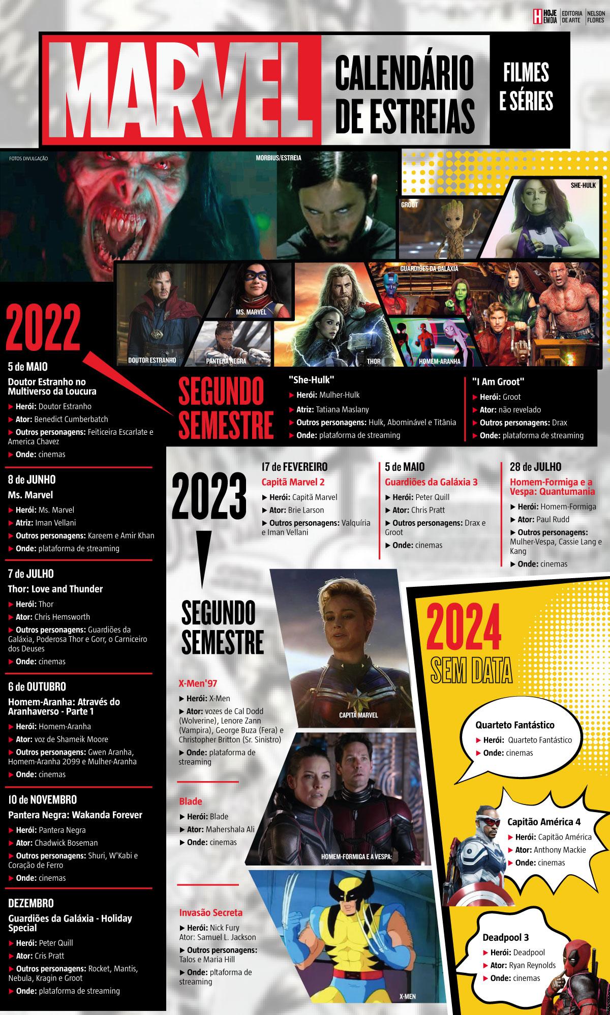 Marvel, DC e mais: Calendário de estreias de filmes e séries de