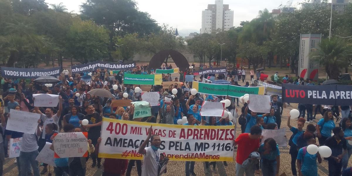 Grupo caminhou pela cidade até chegar na Assembleia Legislativa de Minas Gerais (Carol Mayrink/Divulgação)