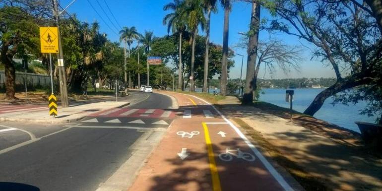 Ciclovia na orla da Lagoa da Pampulha (Divulgação/BHTrans)