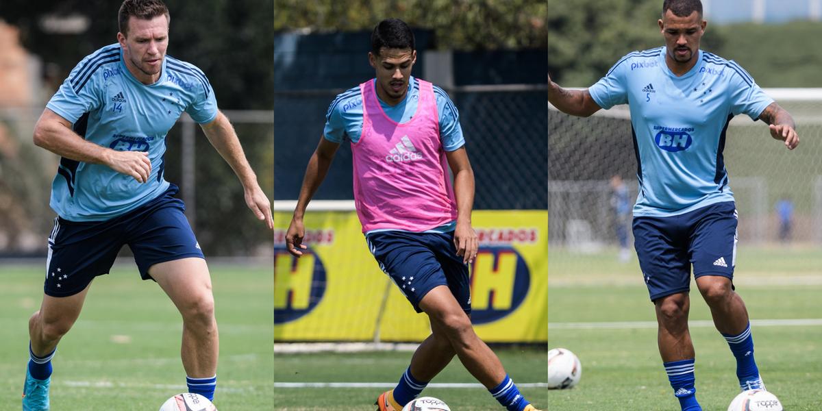 Eduardo Brock, Lucas Oliveira e Zé Ivaldo formam o trio de zaga do Cruzeiro (Gustavo Aleixo/Cruzeiro)