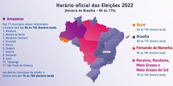 Urnas ficarão abertas das 8h às 17h: cidades em fusos diferentes devem se adaptar ao horário da capital (Reprodução site TSE)